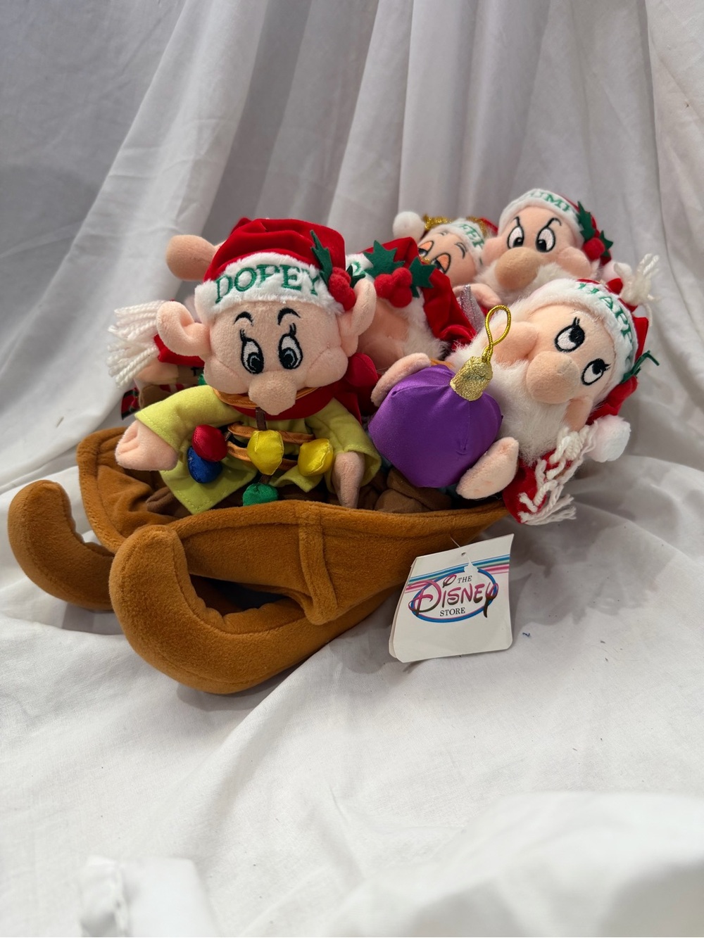 Disney Dopey & Friends Holiday Plush Slipper Set - Red, Green, Brown, Purple